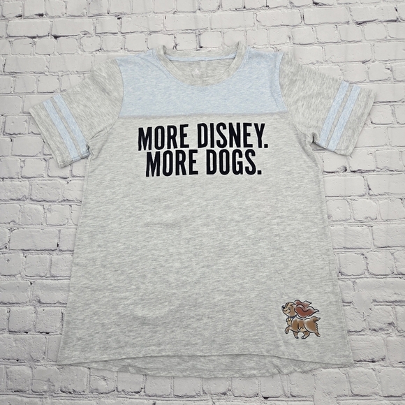 Disney Graphic DOGS T-Shirt Sparkle Velore Letters SIZE:Large - Picture 1 of 6